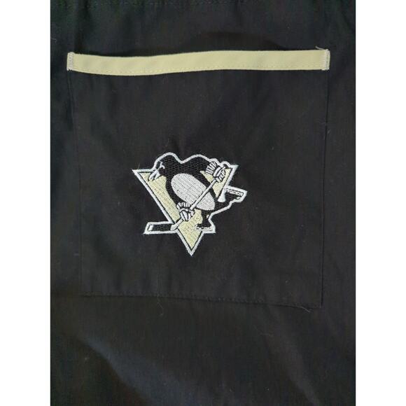 Pittsburgh Penguins Embroidered Cotton Blend Scubs Pants NHL Black & Gold Size M - Picture 2 of 6